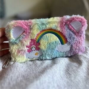 Care Bear Pastel Rainbow Fuzzy Zipped Wallet